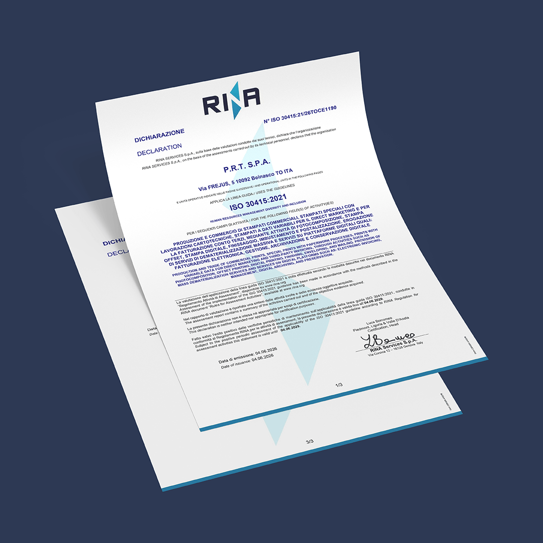 PRT ottiene la conformità alla ISO 30415:2021 per la Diversity & Inclusion